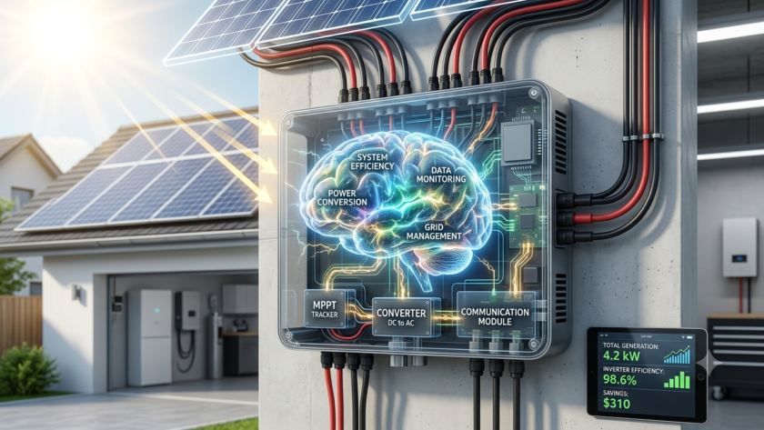 Deye smart hybrid inverter as brain of solar system connecting solar panels, battery and home appliances in Coimbatore